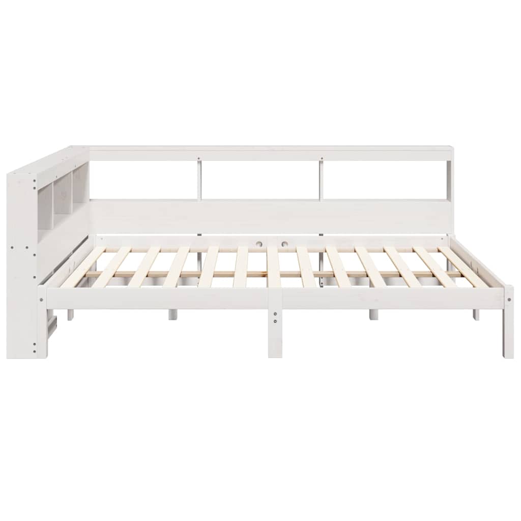 Lit bibliothèque sans matelas blanc 120x200 cm bois pin massif - XIOS