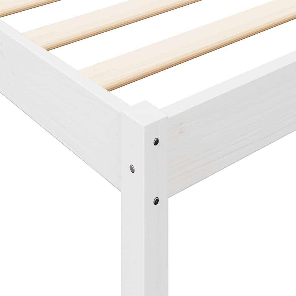 Lit bibliothèque sans matelas blanc 120x200 cm bois pin massif - XIOS