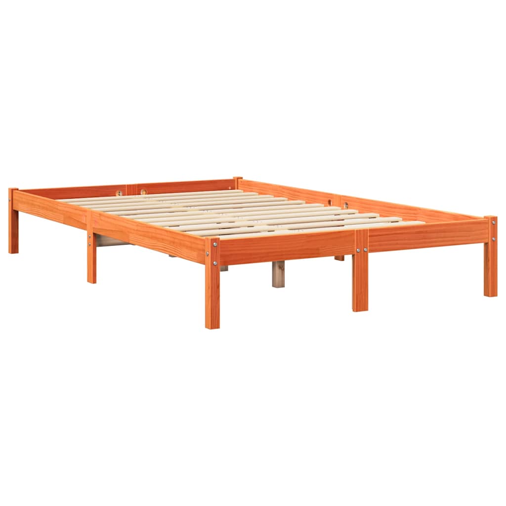 Lit bibliothèque sans matelas cire marron 120x200 cm pin massif - XIOS