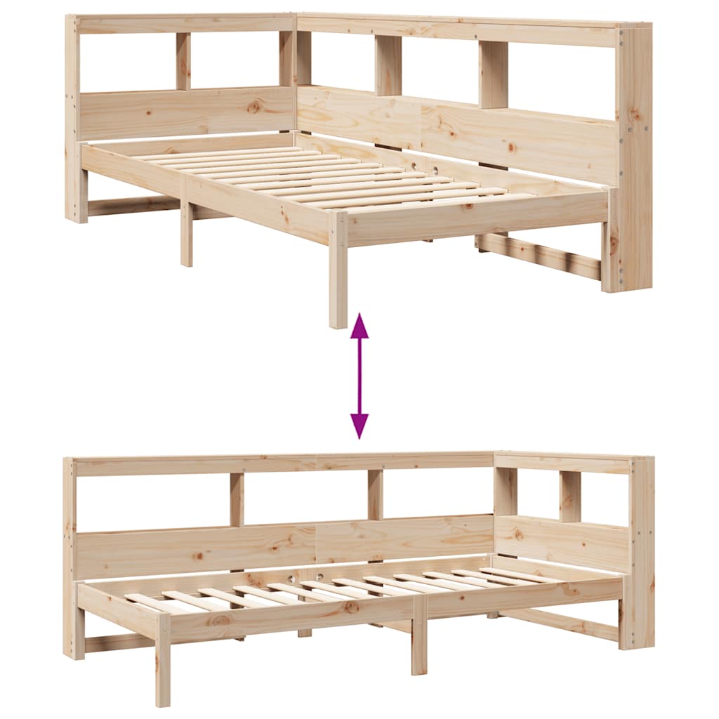 Lit bibliothèque sans matelas 100x200 cm bois massif de pin - XIOS