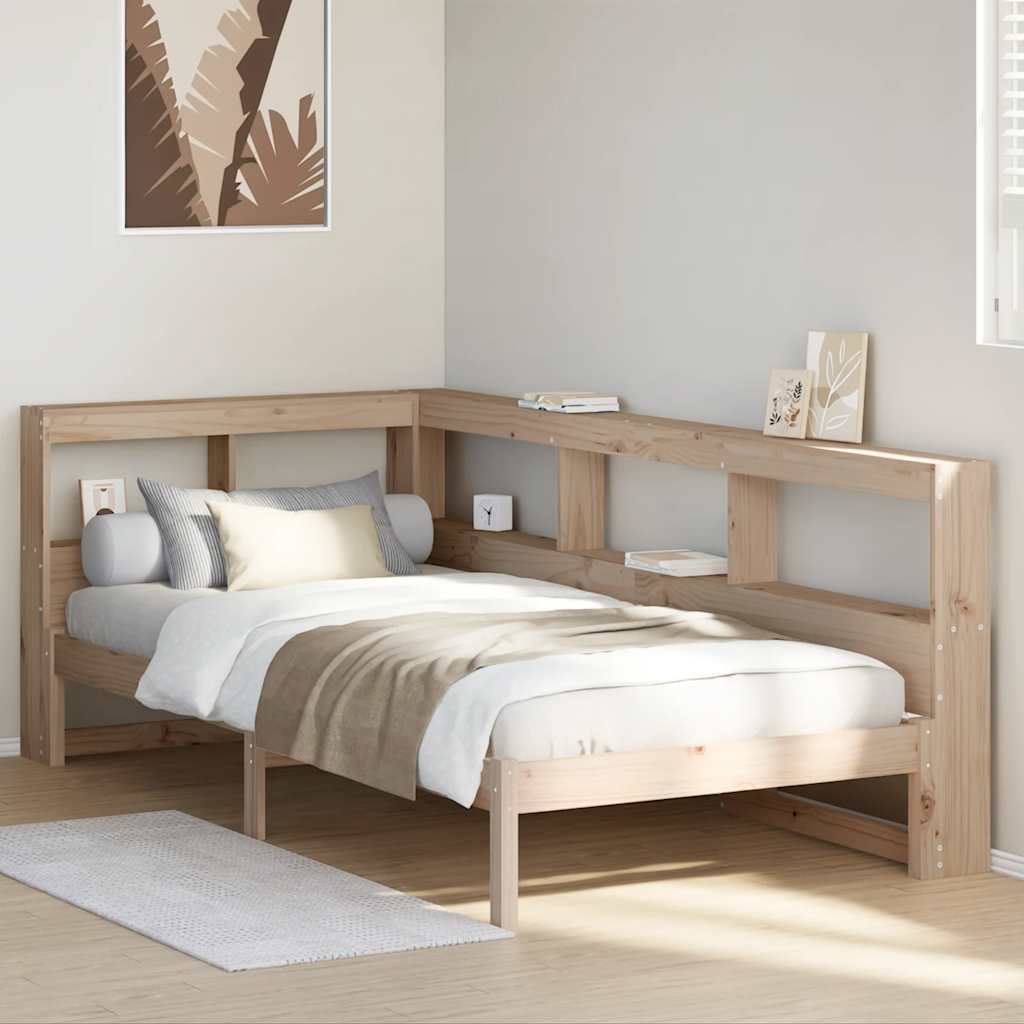 Lit bibliothèque sans matelas 100x200 cm bois massif de pin - XIOS