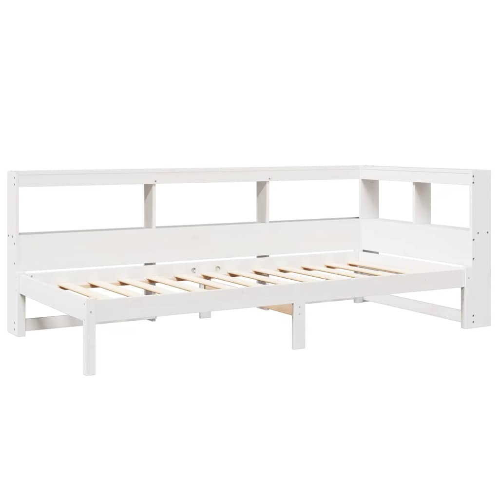 Lit bibliothèque sans matelas blanc 100x200 cm bois pin massif - XIOS