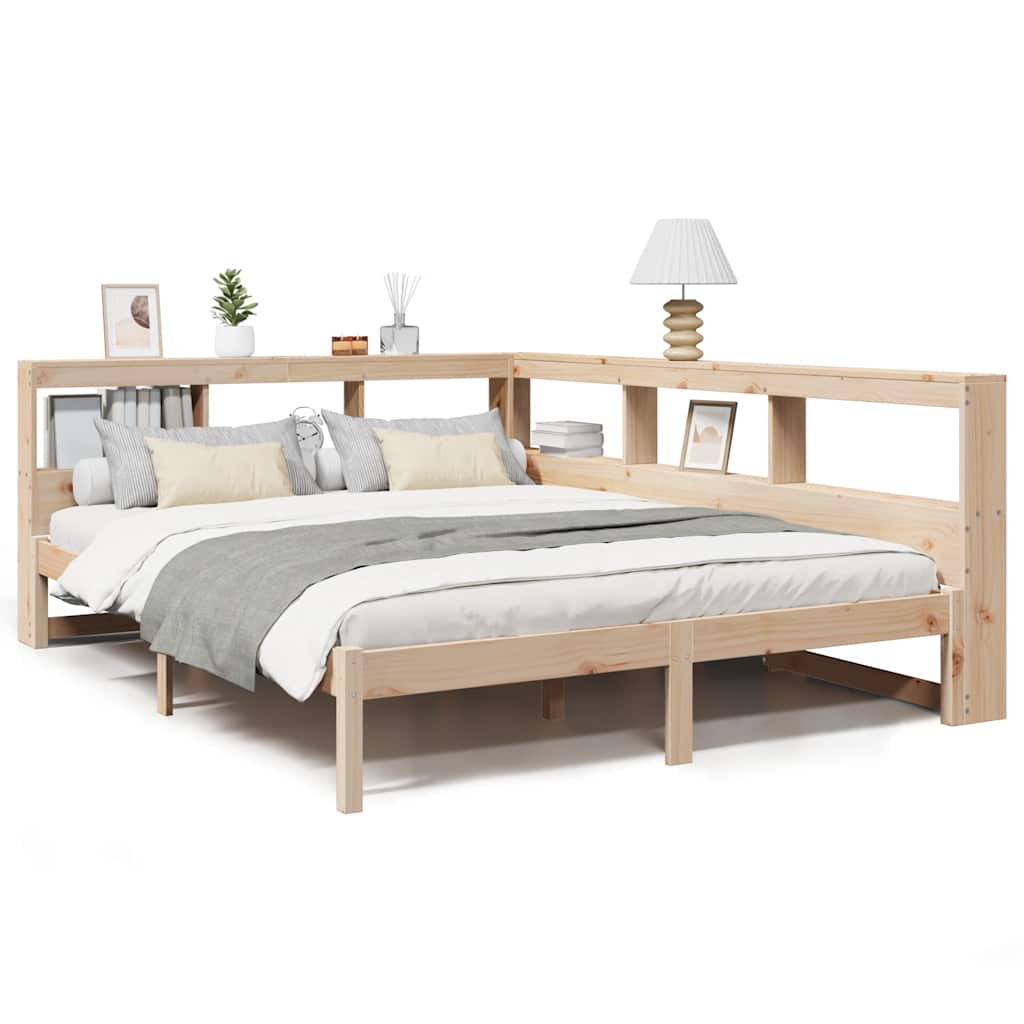 Lit bibliothèque sans matelas 140x190 cm bois de pin massif - XIOS