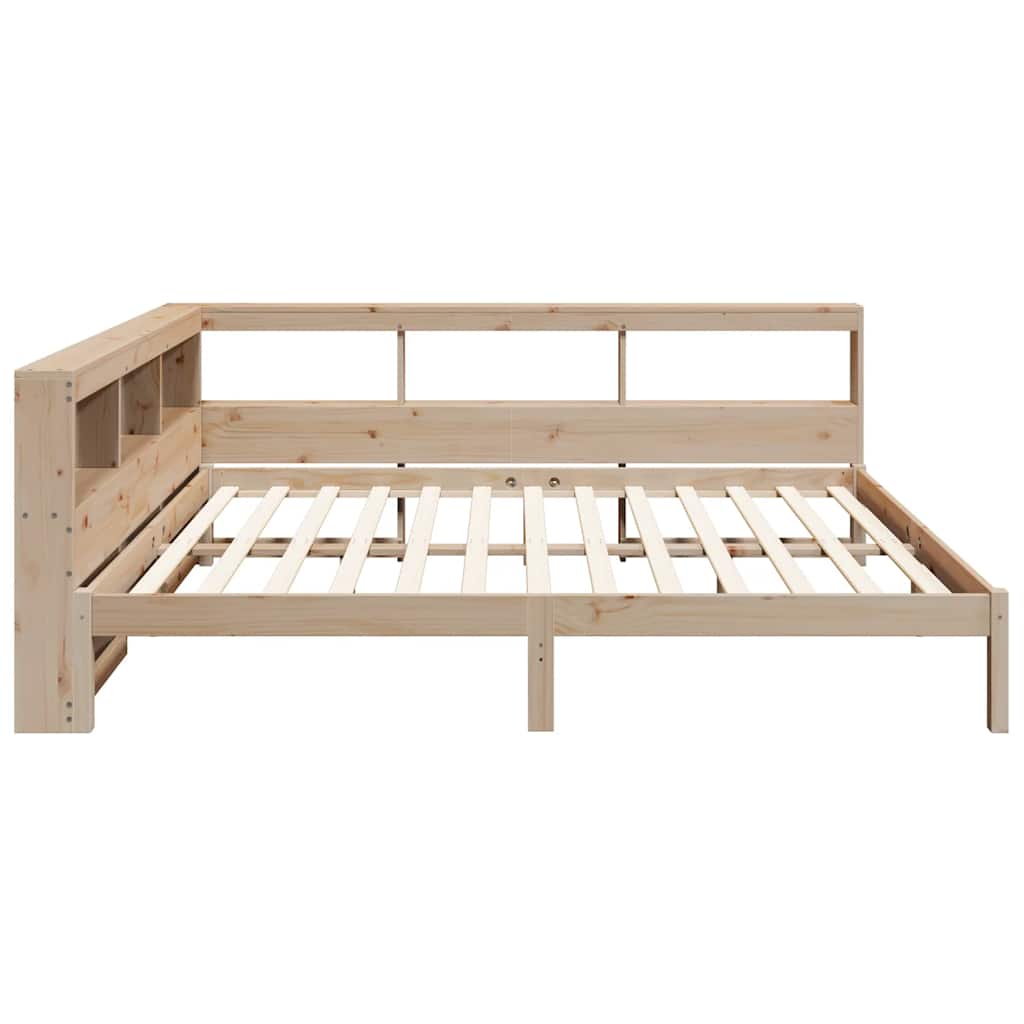 Lit bibliothèque sans matelas 140x190 cm bois de pin massif - XIOS