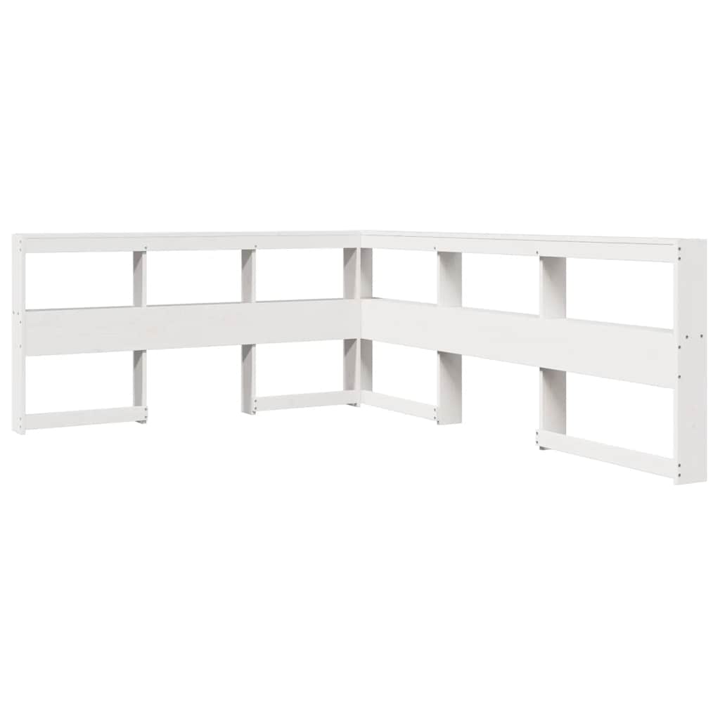 Lit bibliothèque sans matelas blanc 140x190 cm bois pin massif - XIOS