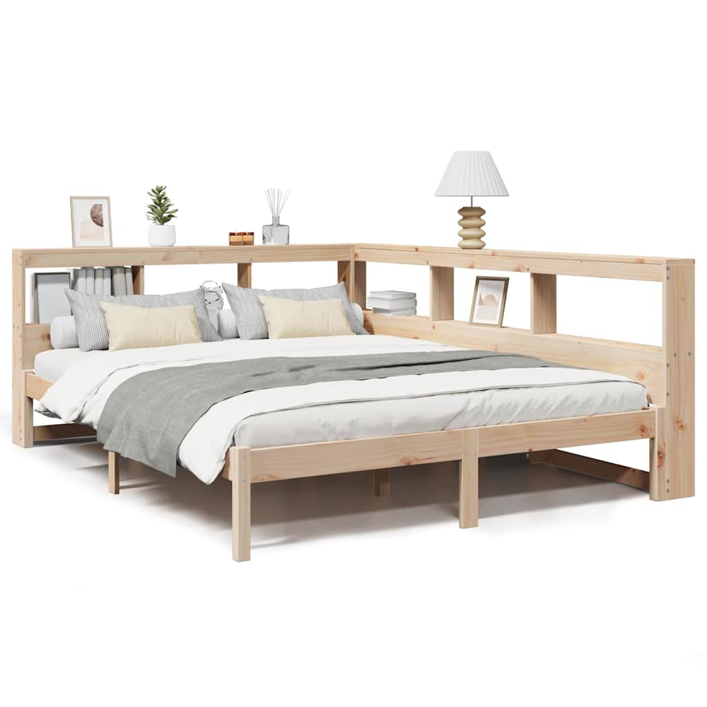 Lit bibliothèque sans matelas 135x190 cm bois de pin massif - XIOS