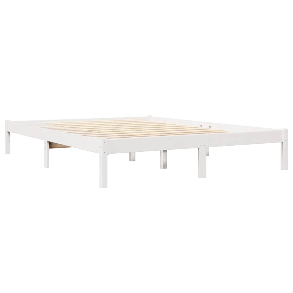 Lit bibliothèque sans matelas blanc 120x190 cm bois pin massif - XIOS