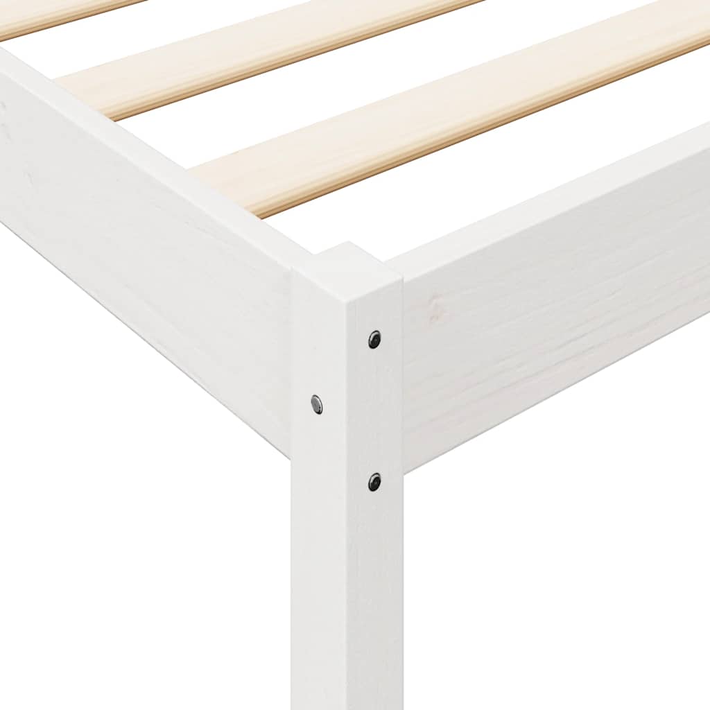 Lit bibliothèque sans matelas blanc 120x190 cm bois pin massif - XIOS