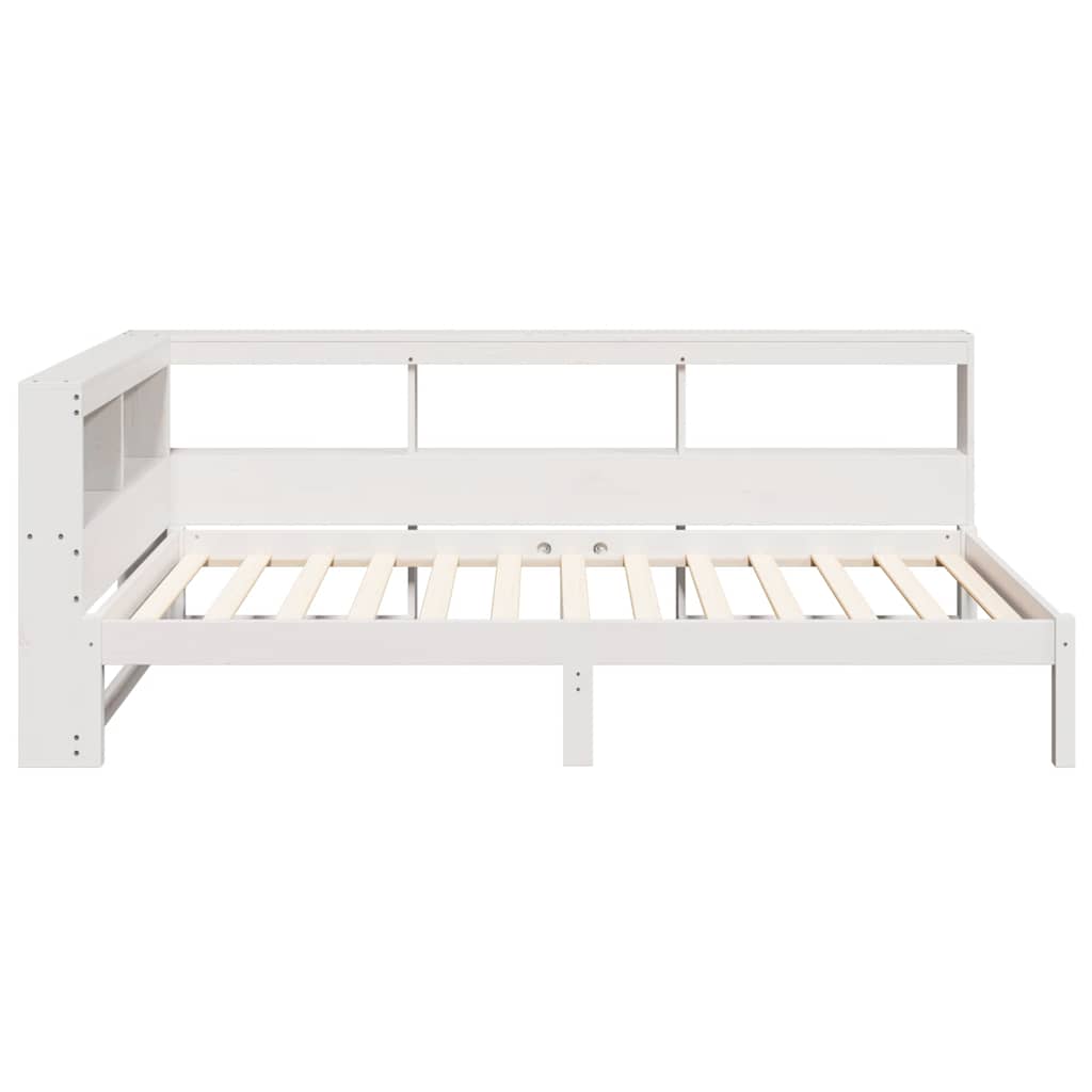 Lit bibliothèque sans matelas blanc 90x190cm bois de pin massif - XIOS