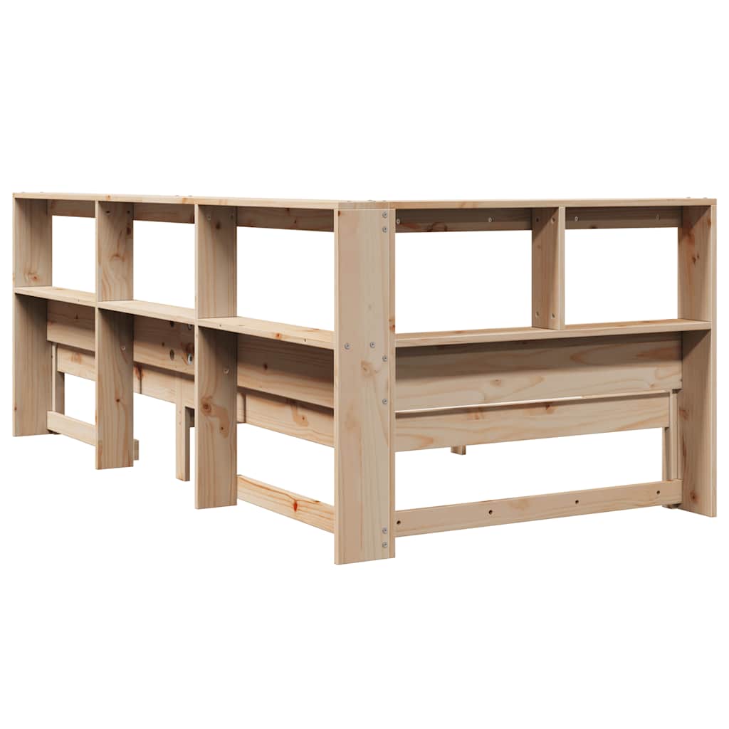 Lit bibliothèque sans matelas 75x190 cm bois de pin massif - XIOS
