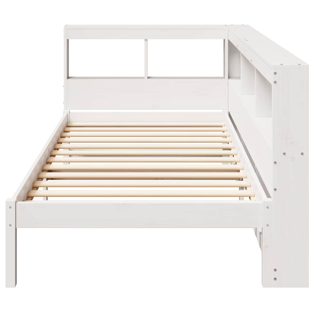 Lit bibliothèque sans matelas blanc 75x190cm bois de pin massif - XIOS