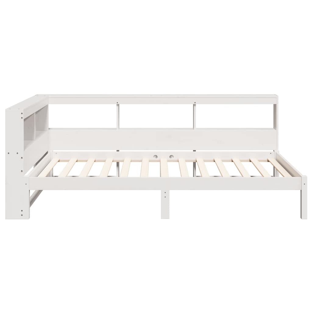 Lit bibliothèque sans matelas blanc 75x190cm bois de pin massif - XIOS