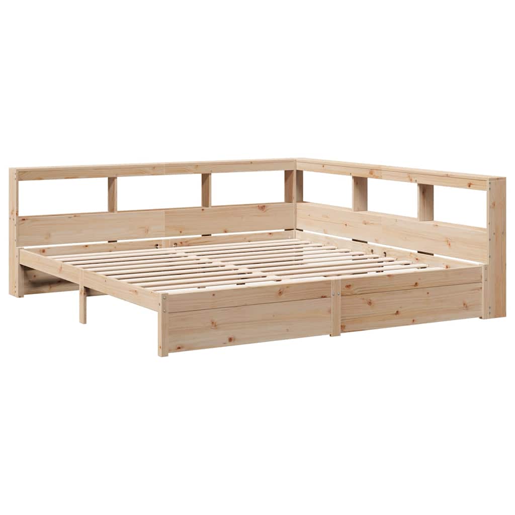 Lit bibliothèque sans matelas 200x200 cm bois massif de pin - XIOS