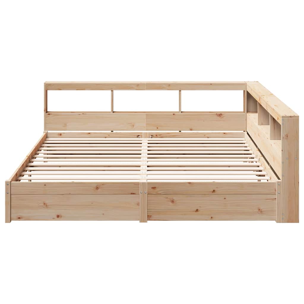 Lit bibliothèque sans matelas 200x200 cm bois massif de pin - XIOS