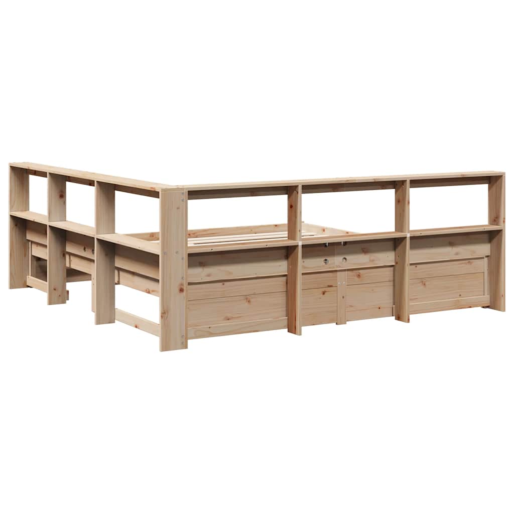 Lit bibliothèque sans matelas 200x200 cm bois massif de pin - XIOS