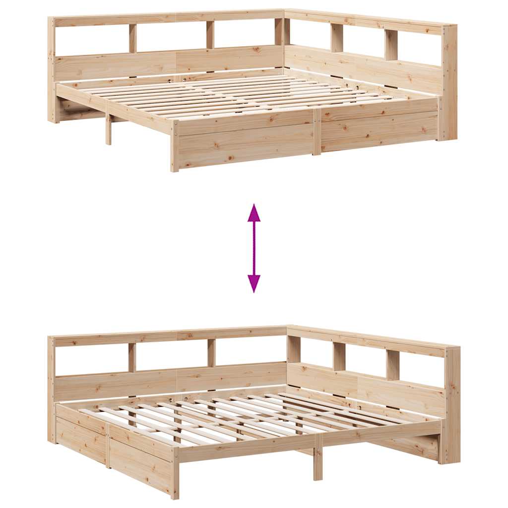 Lit bibliothèque sans matelas 180x200 cm bois massif de pin - XIOS