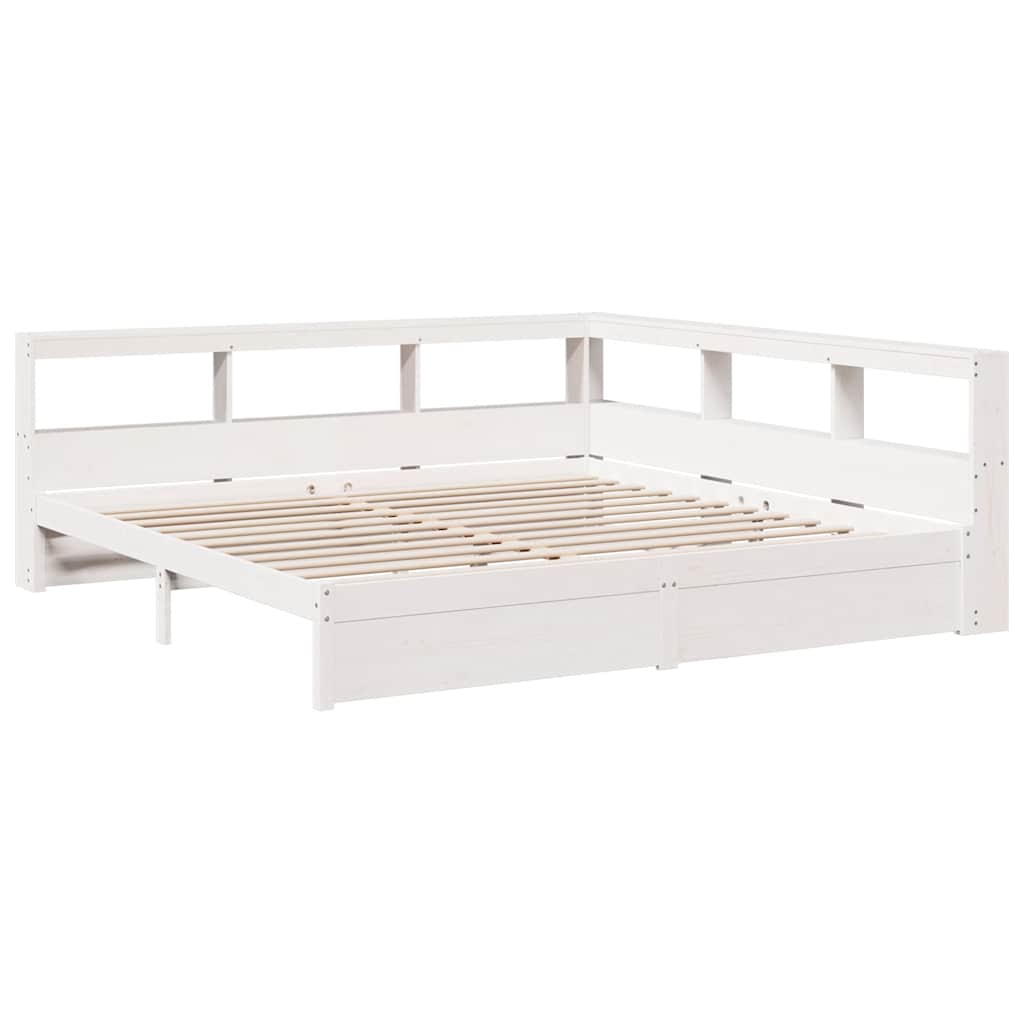 Lit bibliothèque sans matelas blanc 180x200 cm bois pin massif - XIOS