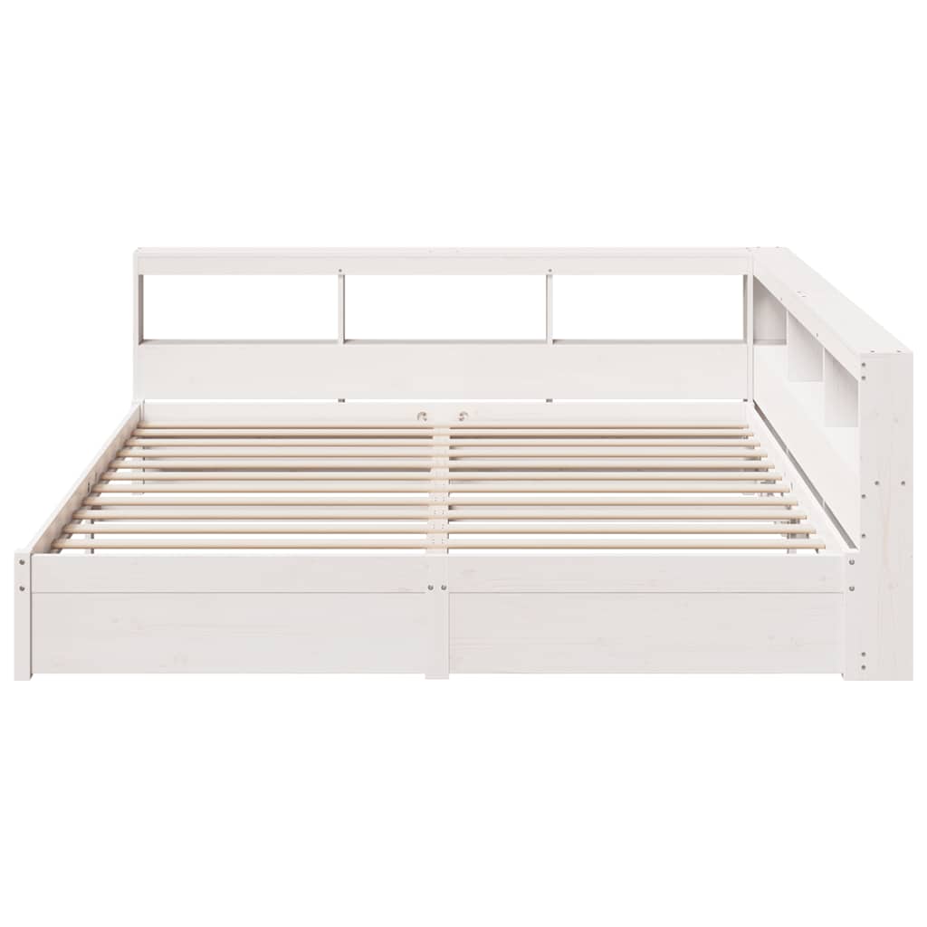 Lit bibliothèque sans matelas blanc 180x200 cm bois pin massif - XIOS