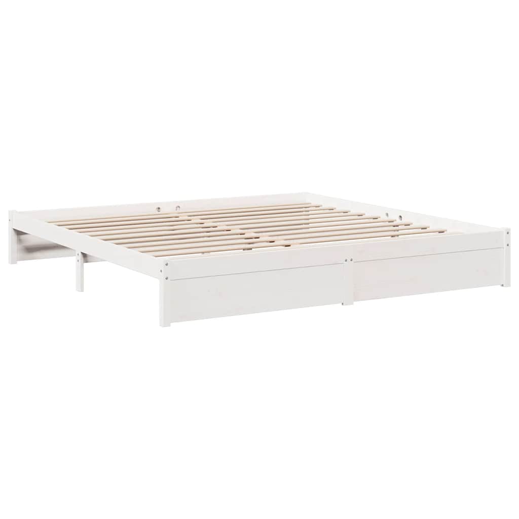 Lit bibliothèque sans matelas blanc 180x200 cm bois pin massif - XIOS