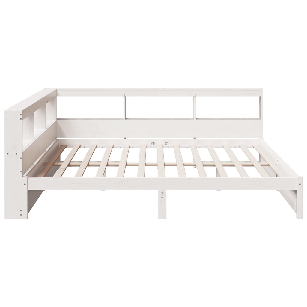 Lit bibliothèque sans matelas blanc 180x200 cm bois pin massif - XIOS