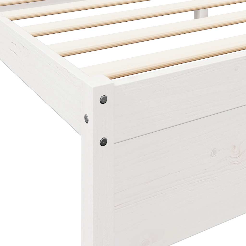 Lit bibliothèque sans matelas blanc 150x200 cm bois pin massif - XIOS
