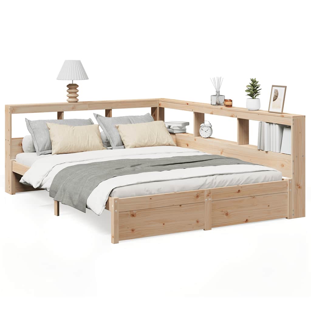 Lit bibliothèque sans matelas 140x200 cm bois massif de pin - XIOS