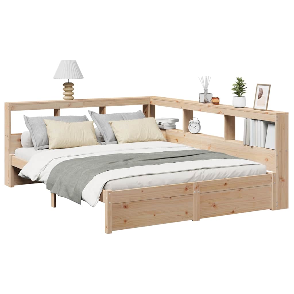 Lit bibliothèque sans matelas 140x200 cm bois massif de pin - XIOS