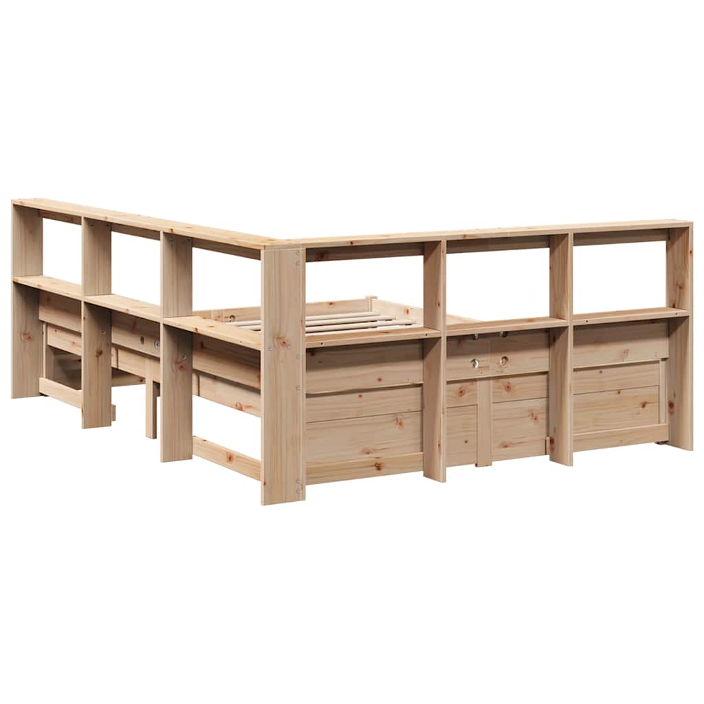 Lit bibliothèque sans matelas 140x200 cm bois massif de pin - XIOS