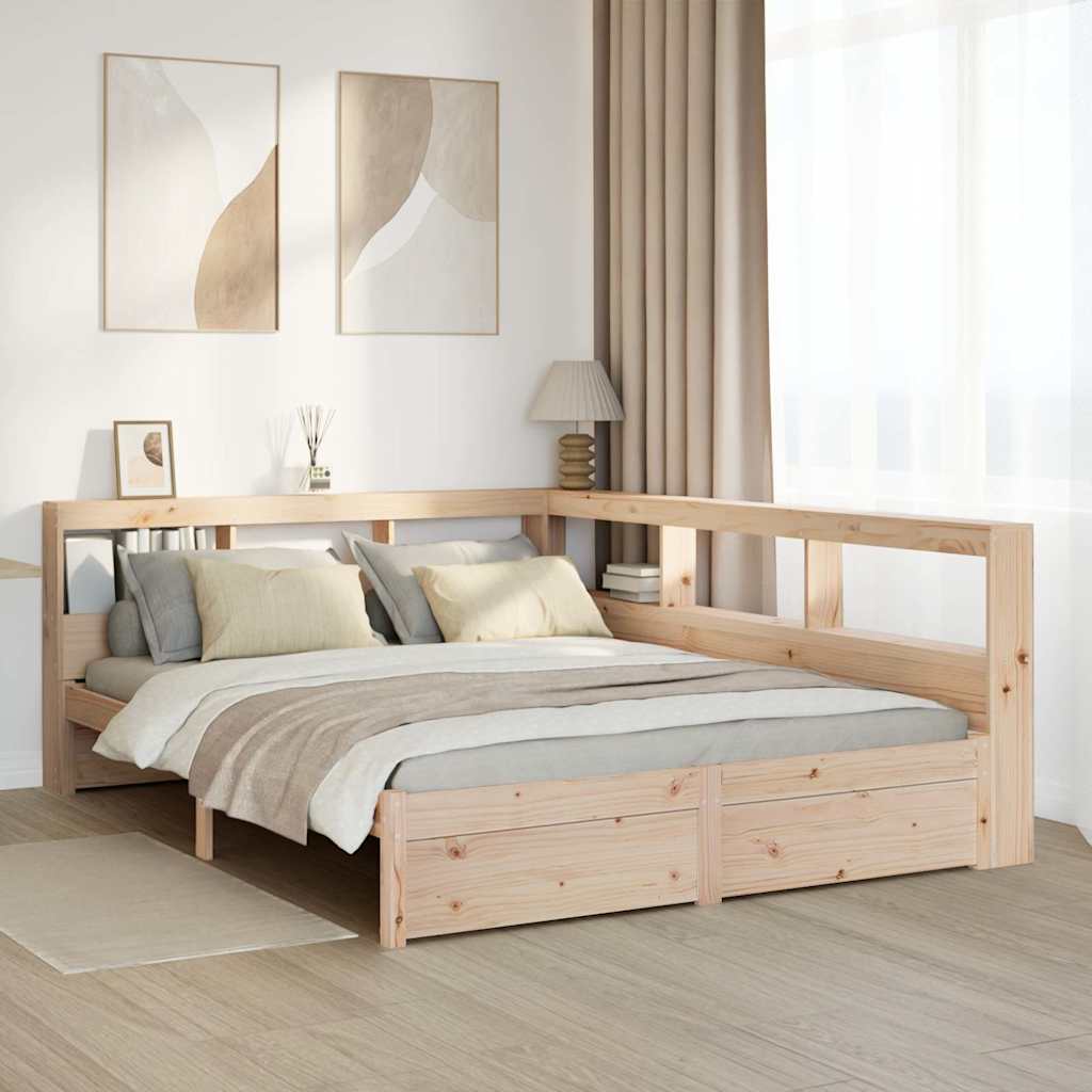 Lit bibliothèque sans matelas 140x200 cm bois massif de pin - XIOS