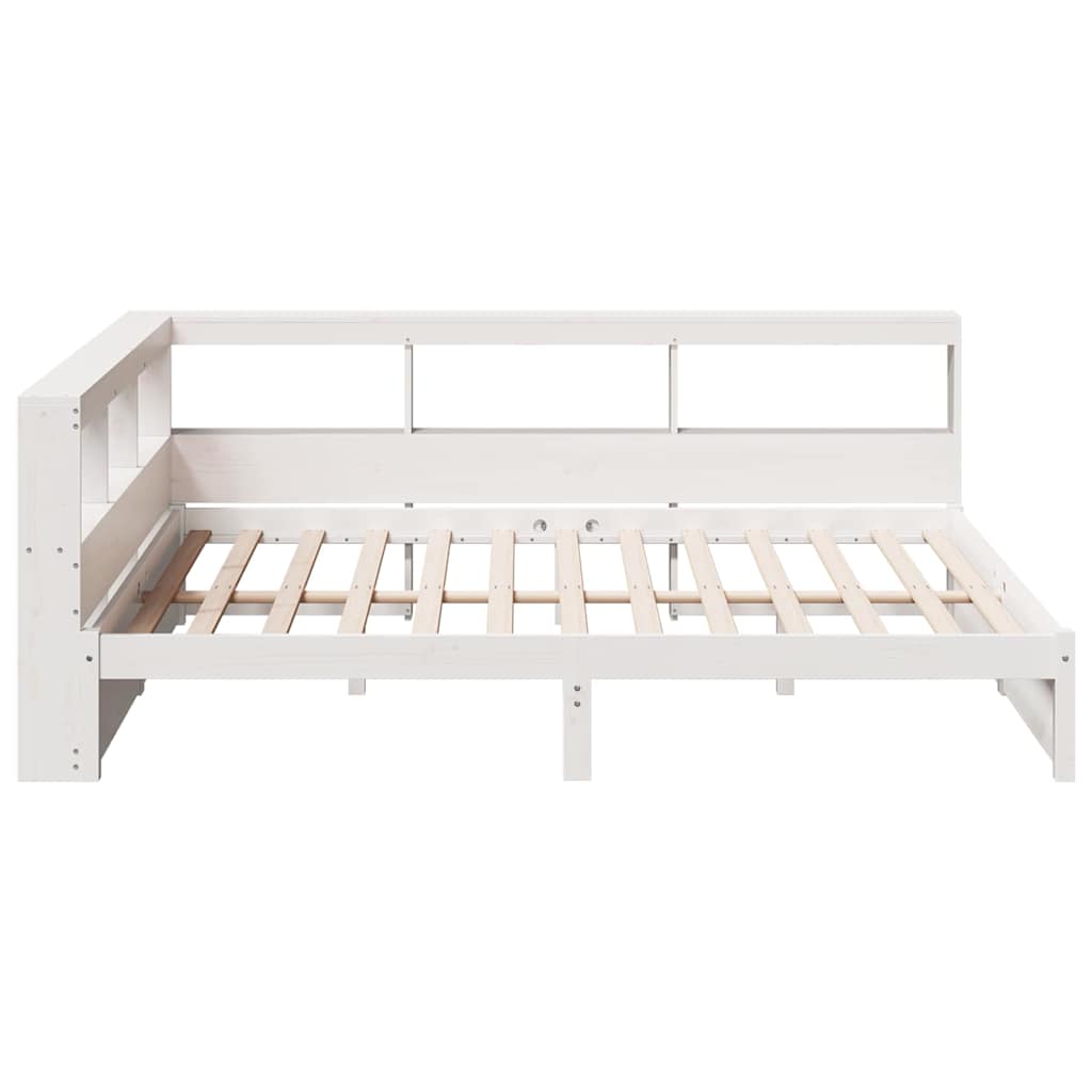 Lit bibliothèque sans matelas blanc 140x200 cm bois pin massif - XIOS