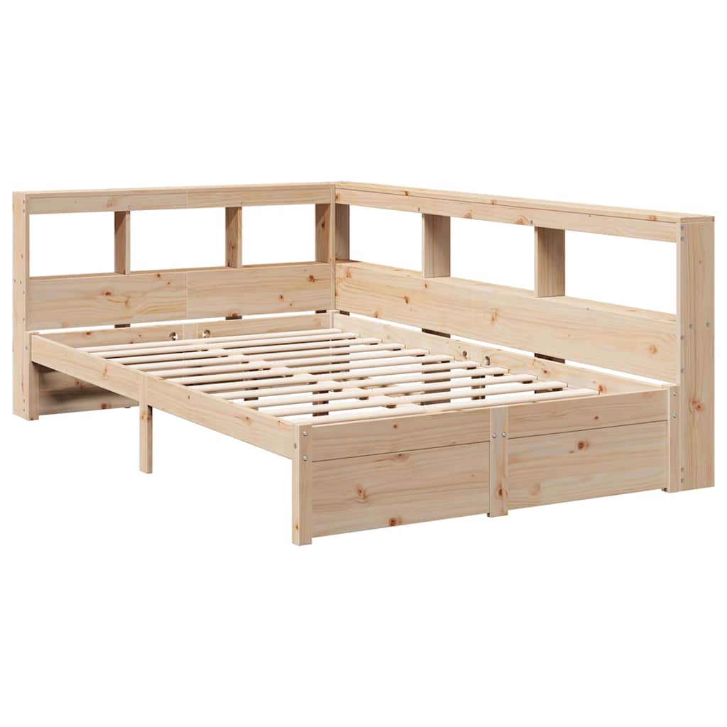 Lit bibliothèque sans matelas 120x200 cm bois de pin massif - XIOS