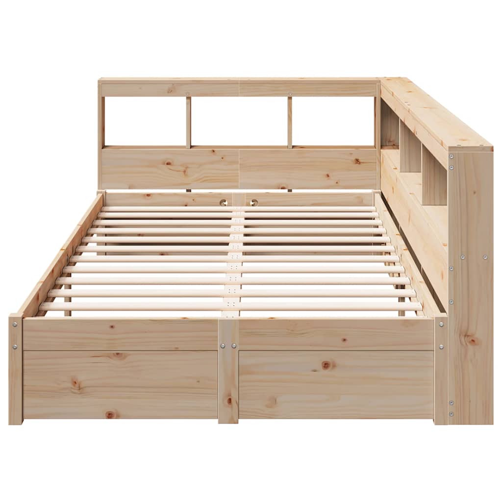 Lit bibliothèque sans matelas 120x200 cm bois de pin massif - XIOS