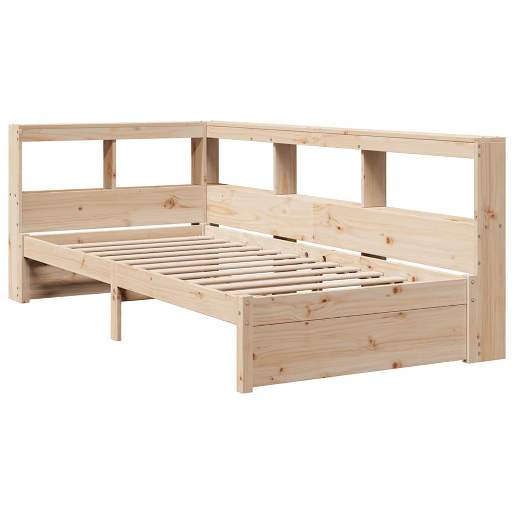Lit bibliothèque sans matelas 100x200 cm bois massif de pin - XIOS