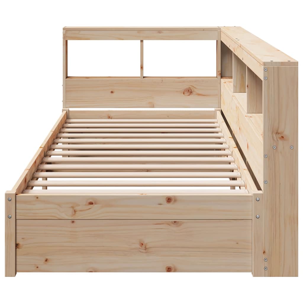 Lit bibliothèque sans matelas 90x200 cm bois de pin massif - XIOS