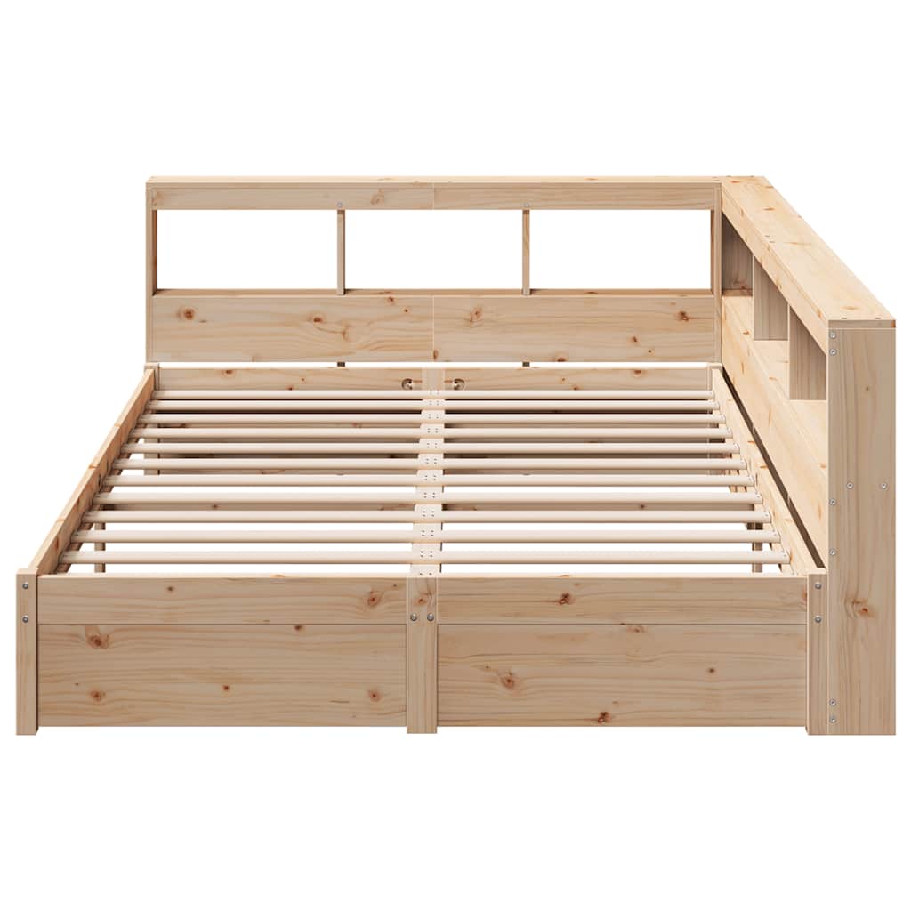 Lit bibliothèque sans matelas 140x190 cm bois de pin massif - XIOS
