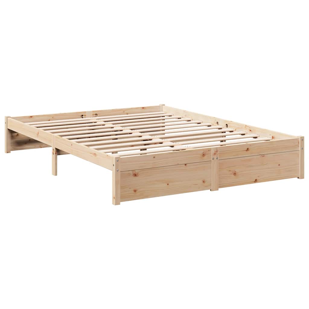 Lit bibliothèque sans matelas 140x190 cm bois de pin massif - XIOS