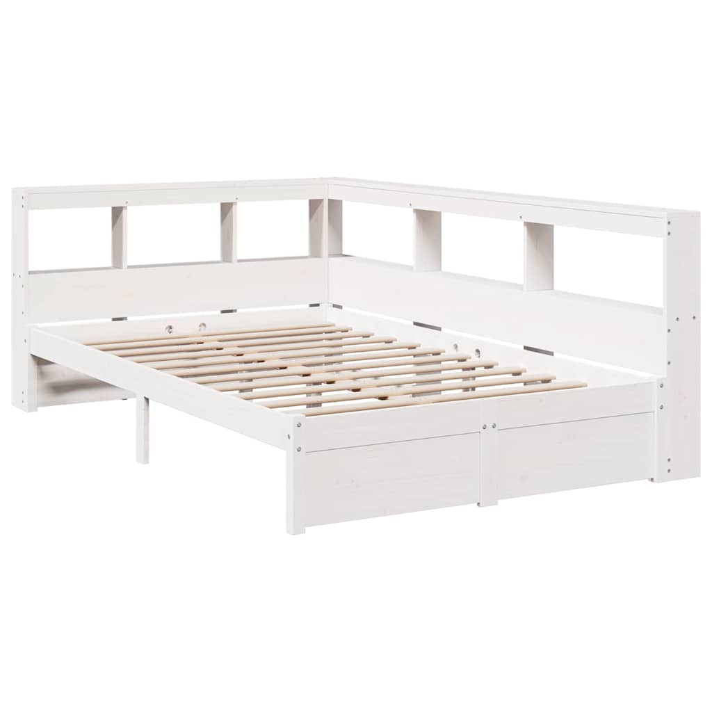 Lit bibliothèque sans matelas blanc 90x190cm bois de pin massif - XIOS