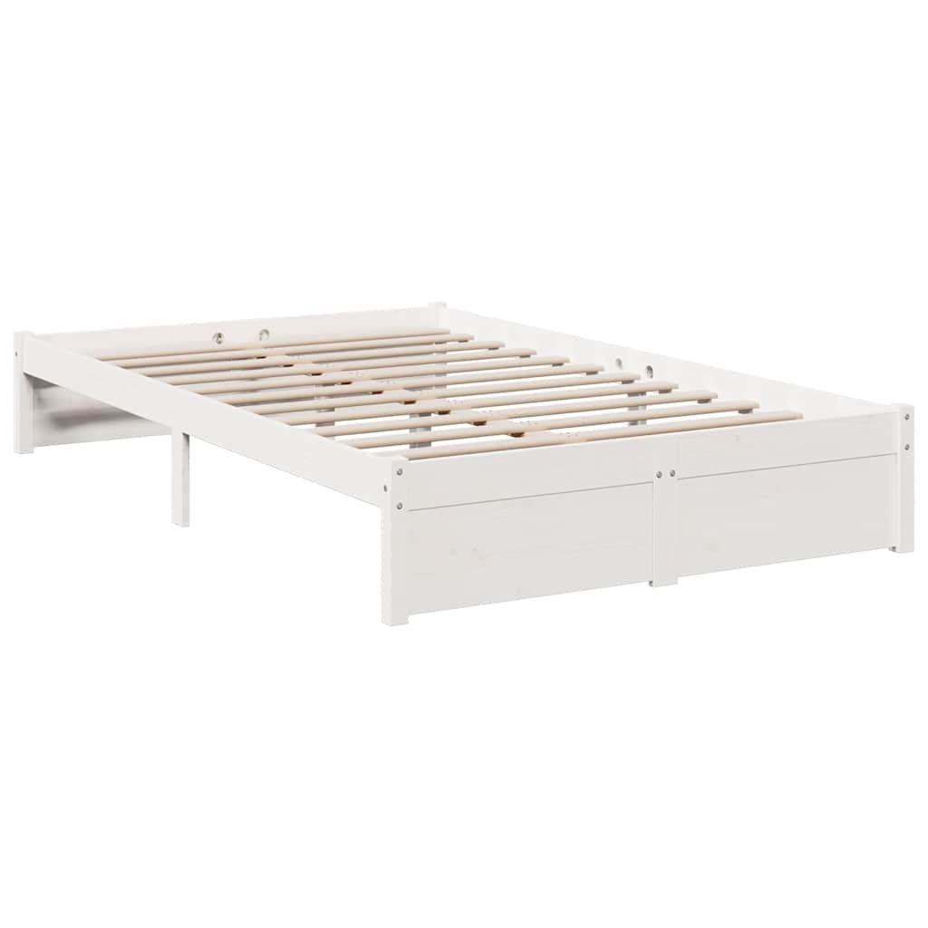 Lit bibliothèque sans matelas blanc 90x190cm bois de pin massif - XIOS
