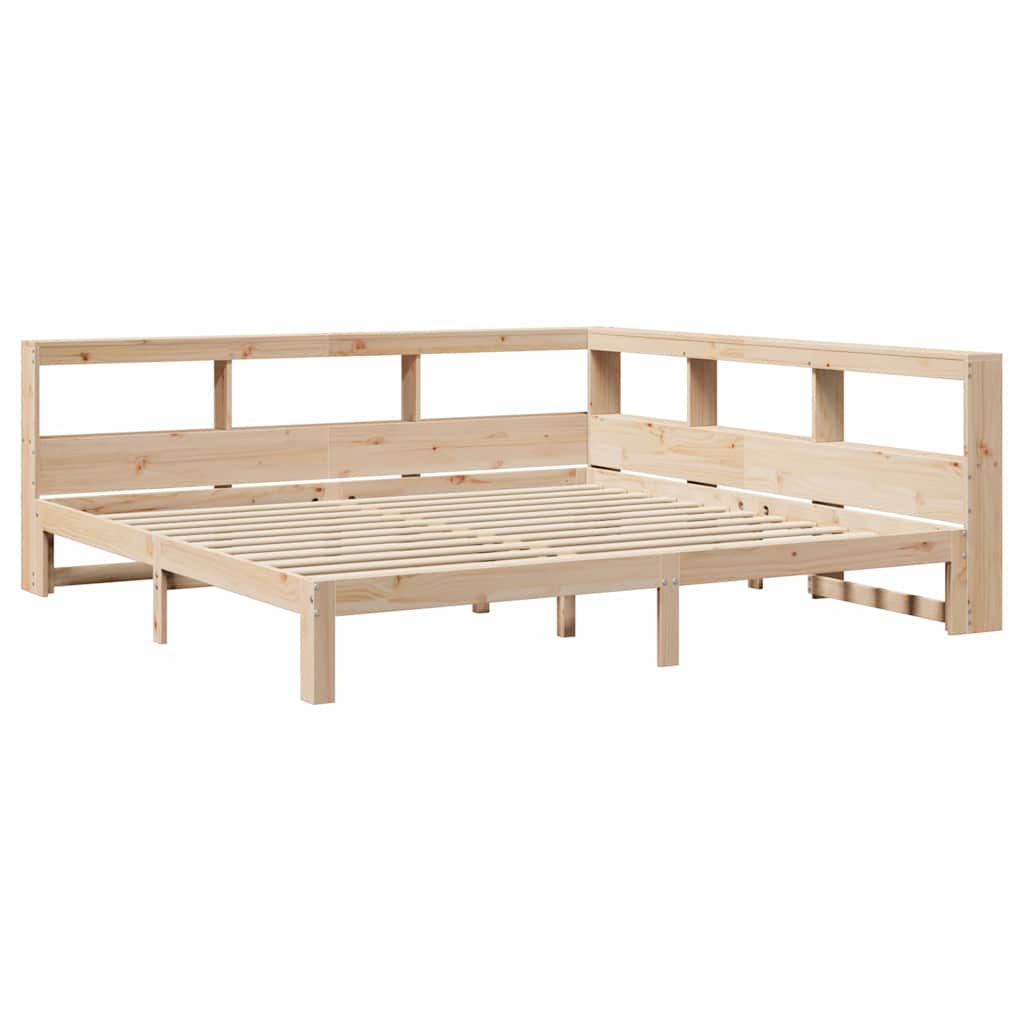 Lit bibliothèque sans matelas 200x200 cm bois massif de pin - XIOS