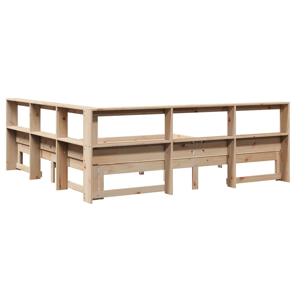 Lit bibliothèque sans matelas 180x200 cm bois massif de pin - XIOS