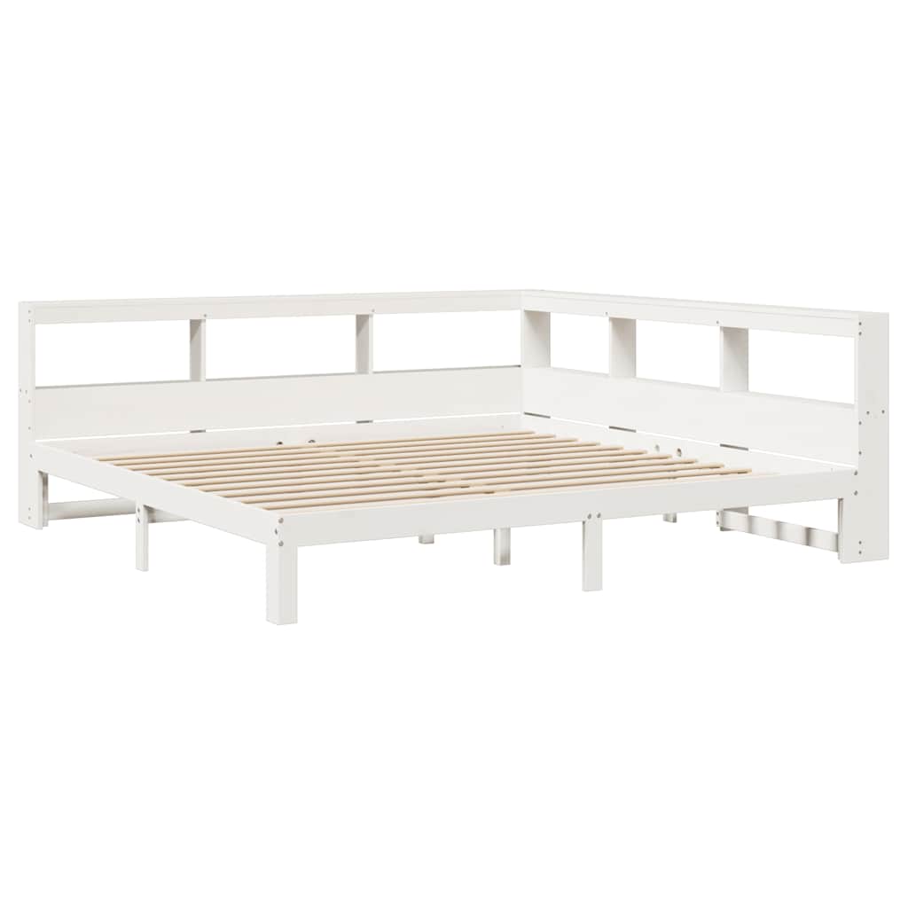 Lit bibliothèque sans matelas blanc 180x200 cm bois pin massif - XIOS
