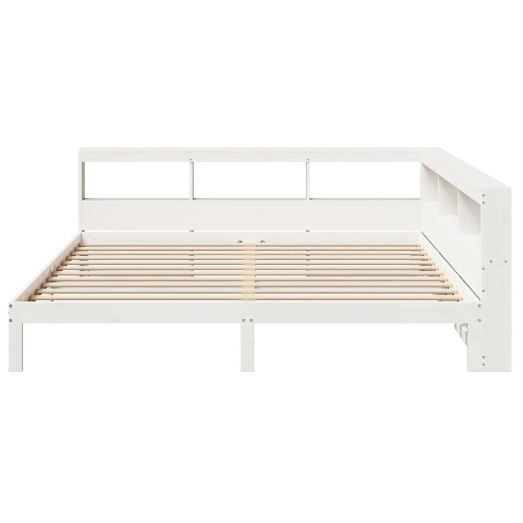 Lit bibliothèque sans matelas blanc 180x200 cm bois pin massif - XIOS