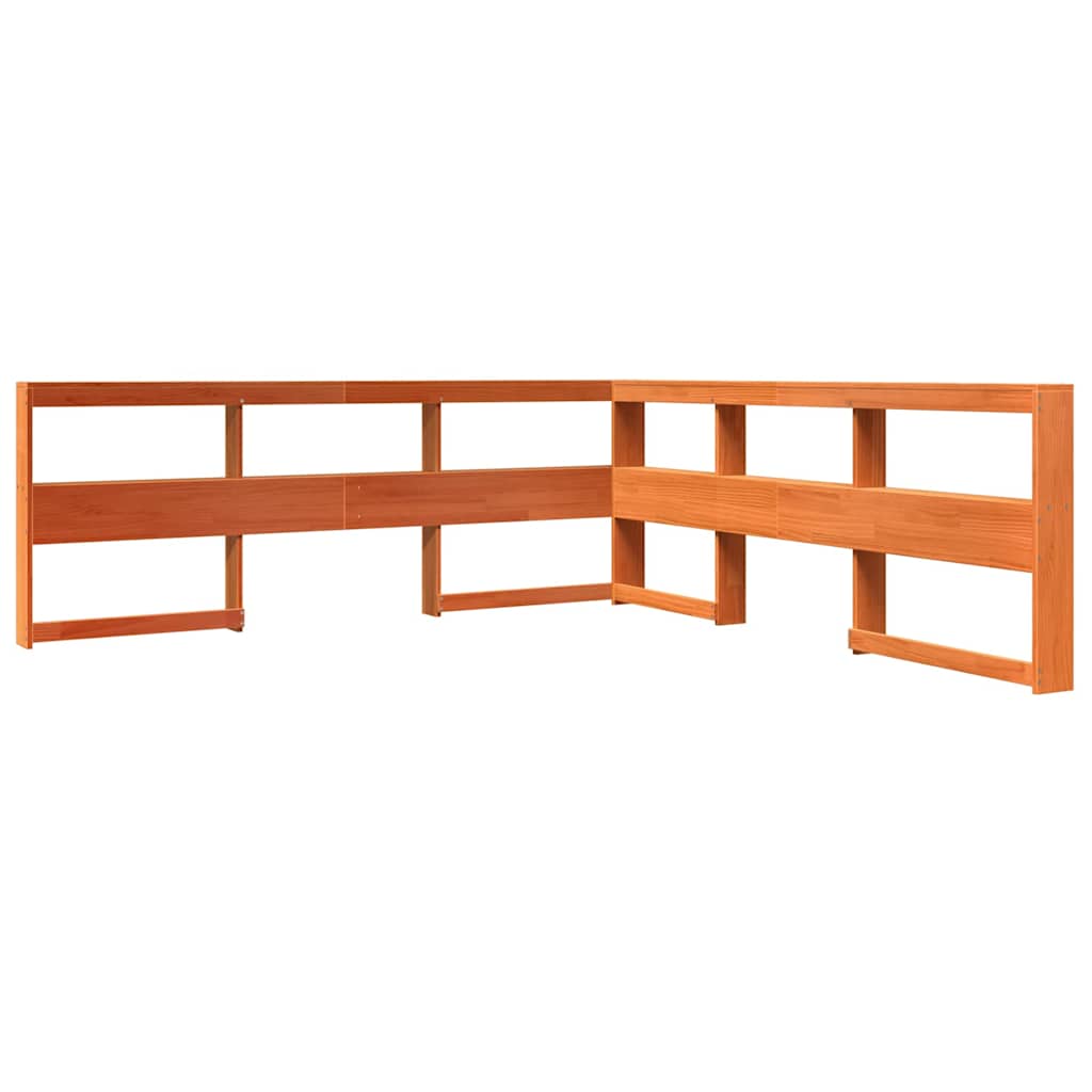 Lit bibliothèque sans matelas cire marron 180x200 cm pin massif - XIOS
