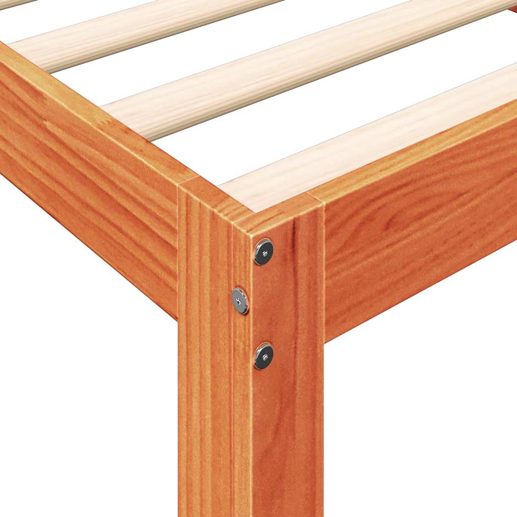 Lit bibliothèque sans matelas cire marron 180x200 cm pin massif - XIOS
