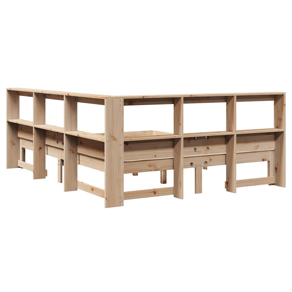 Lit bibliothèque sans matelas 160x200 cm bois massif de pin - XIOS