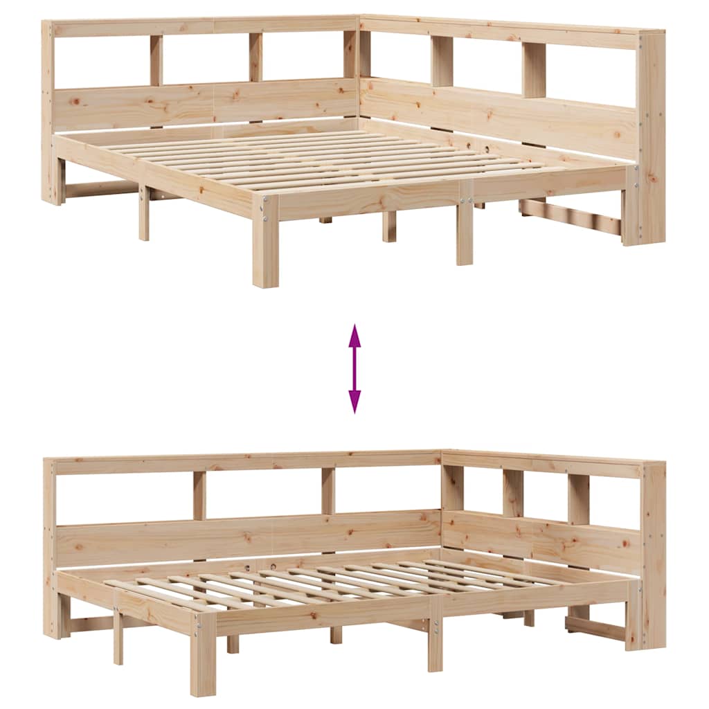 Lit bibliothèque sans matelas 150x200 cm bois massif de pin - XIOS