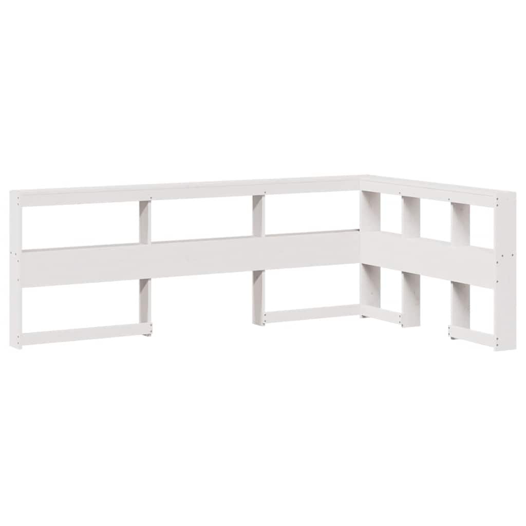 Lit bibliothèque sans matelas blanc 150x200 cm bois pin massif - XIOS
