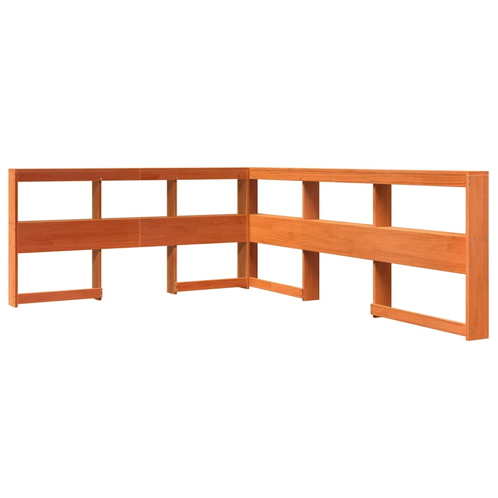 Lit bibliothèque sans matelas cire marron 140x200 cm pin massif - XIOS