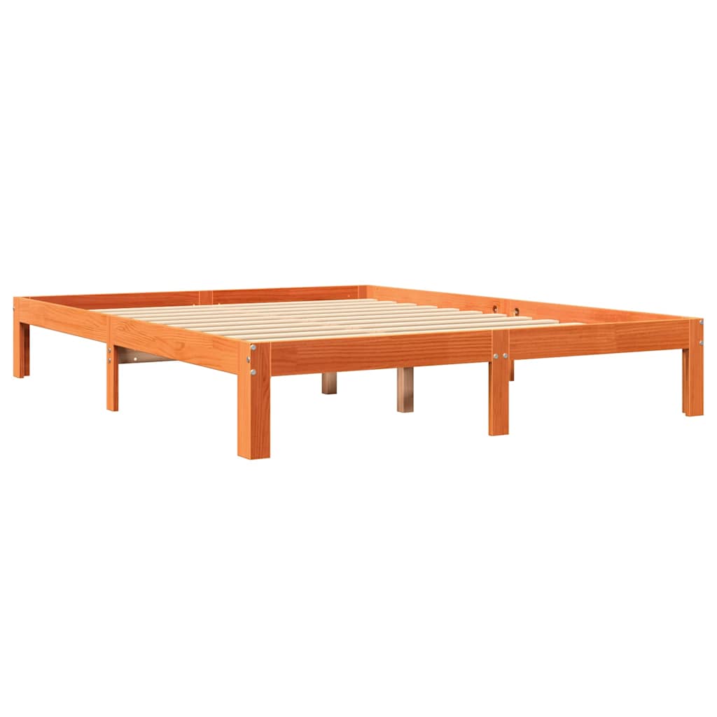 Lit bibliothèque sans matelas cire marron 140x200 cm pin massif - XIOS