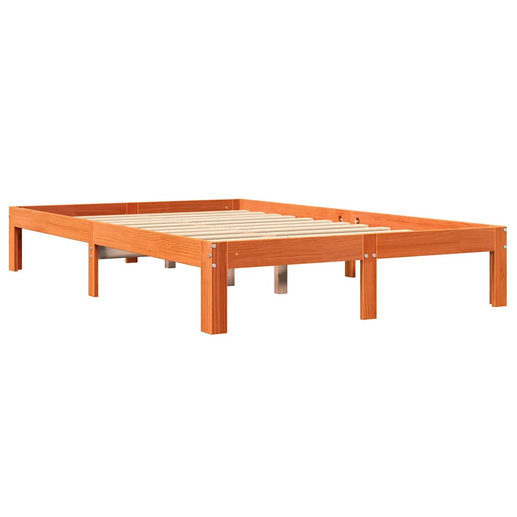 Lit bibliothèque sans matelas cire marron 120x200 cm pin massif - XIOS